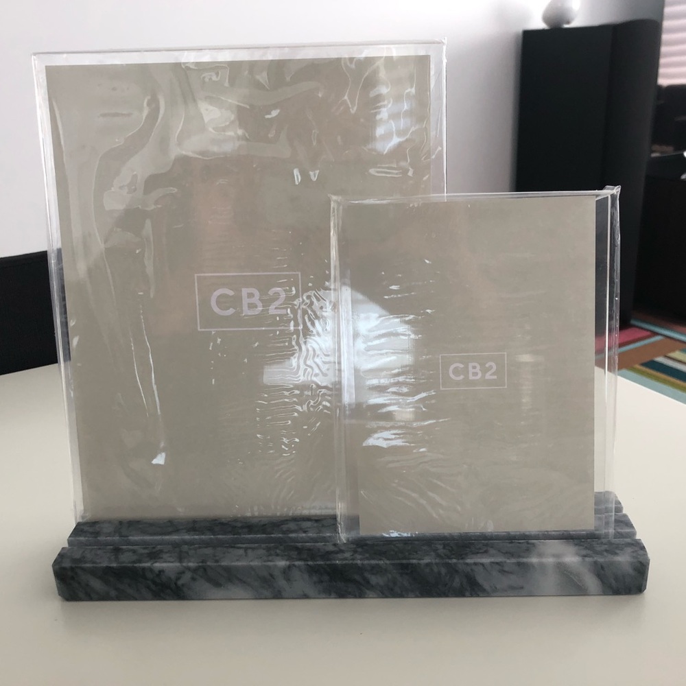 NWT CB2 Slide desk frame in marble base